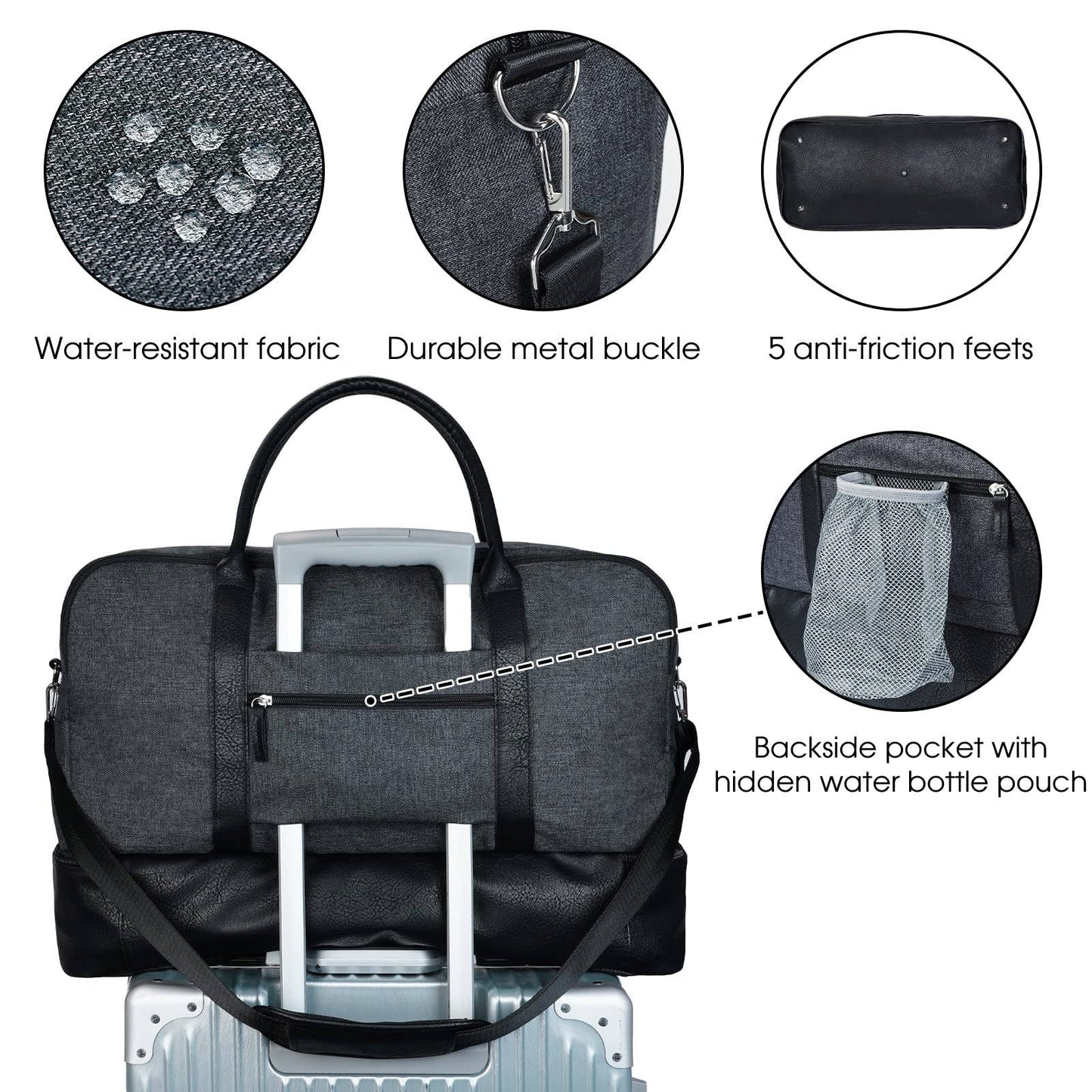 WANDF Large Carry on Canvas Duffel Bag for Travel Business: Blue Strips