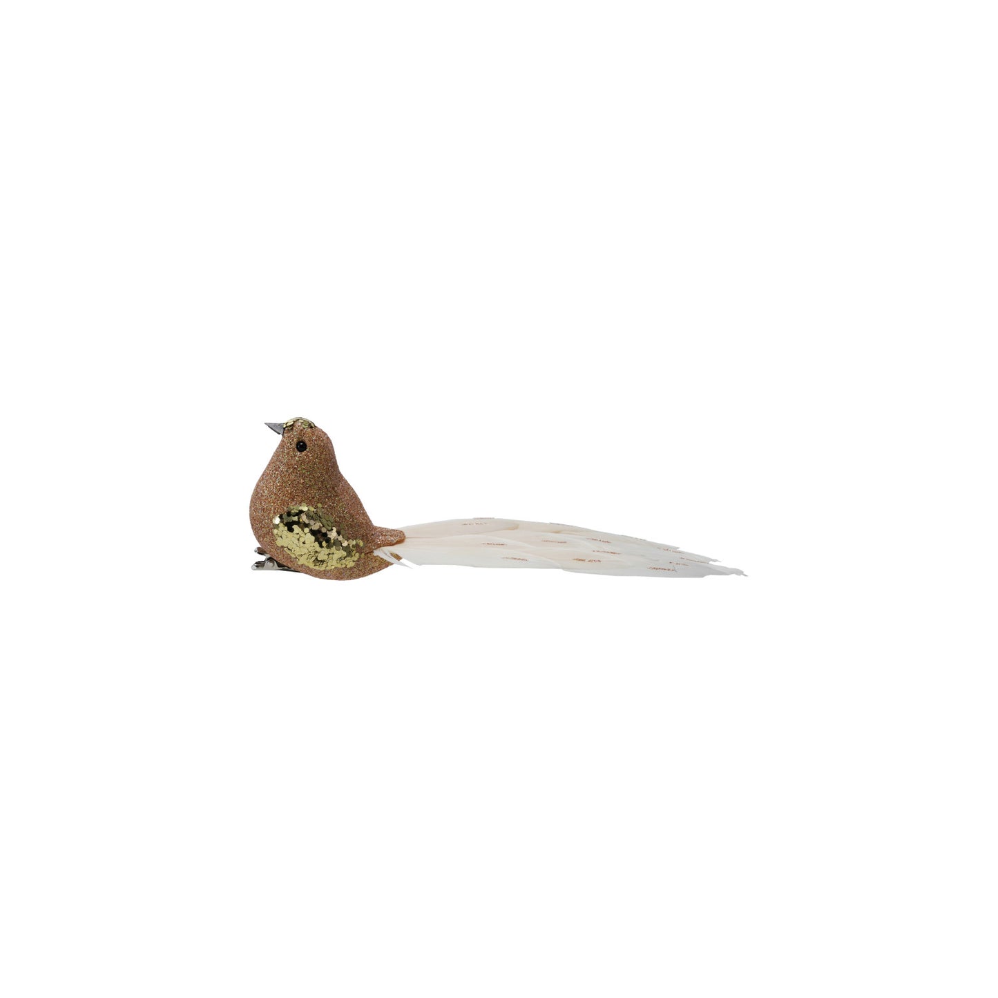 Foam & Feather Bird Clip-on Ornament | Gold Glitter & Sequins