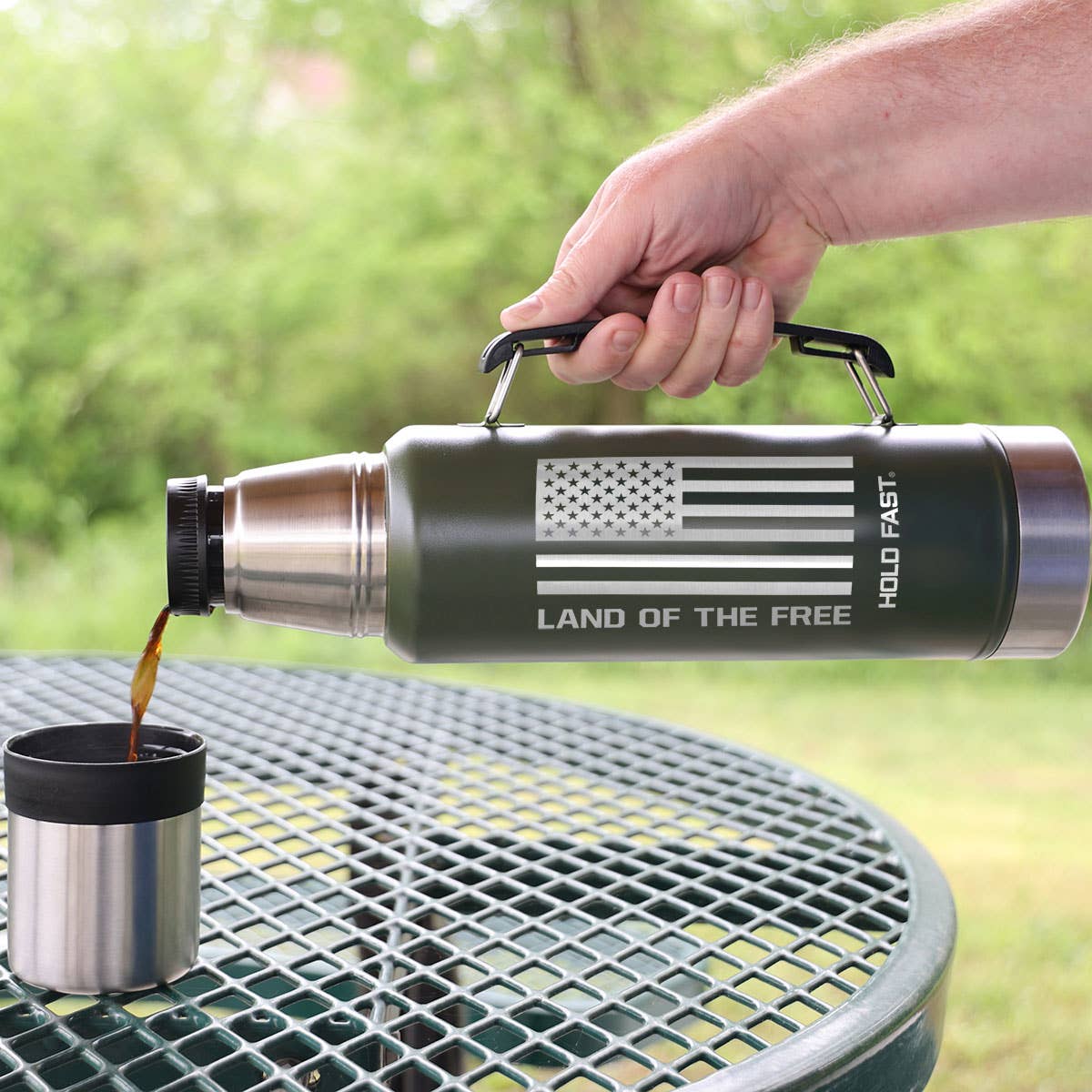 HOLD FAST Green Flag 42 oz Magnum Steel Drink Tank: Green