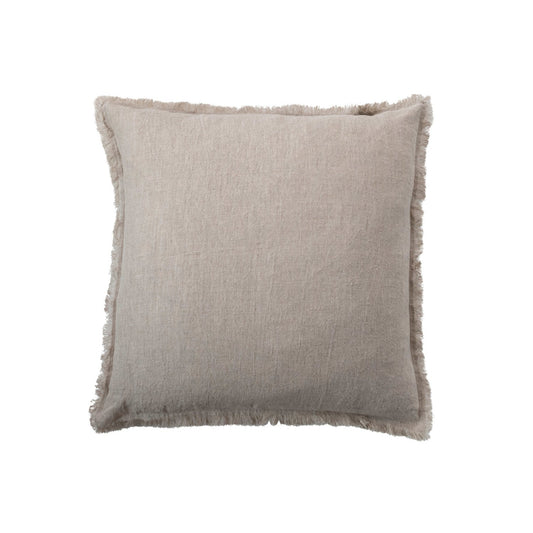 20" Stonewashed Linen Pillow w/ Fringe, Natural