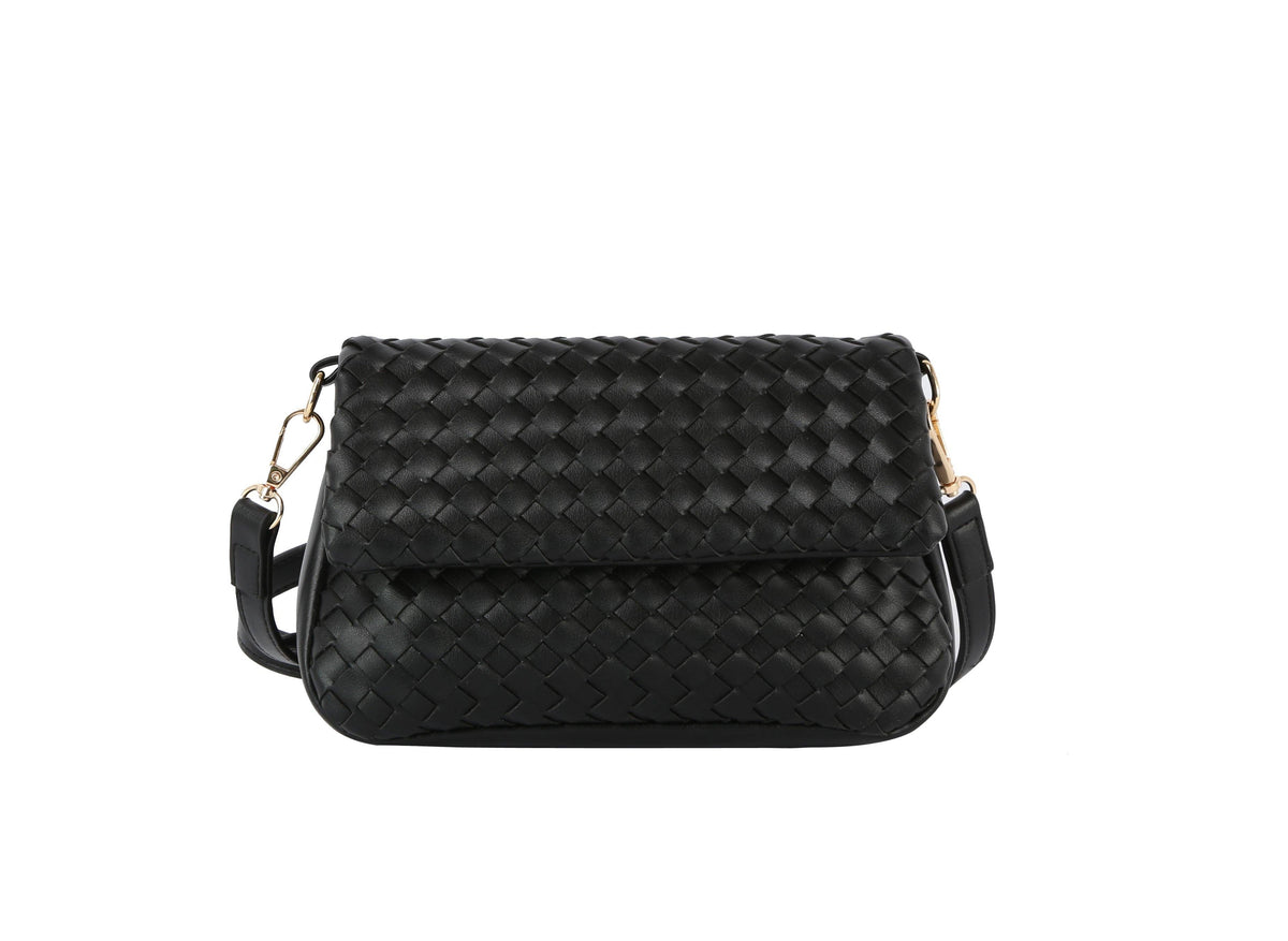 Woven flap over clutch: BEIGE