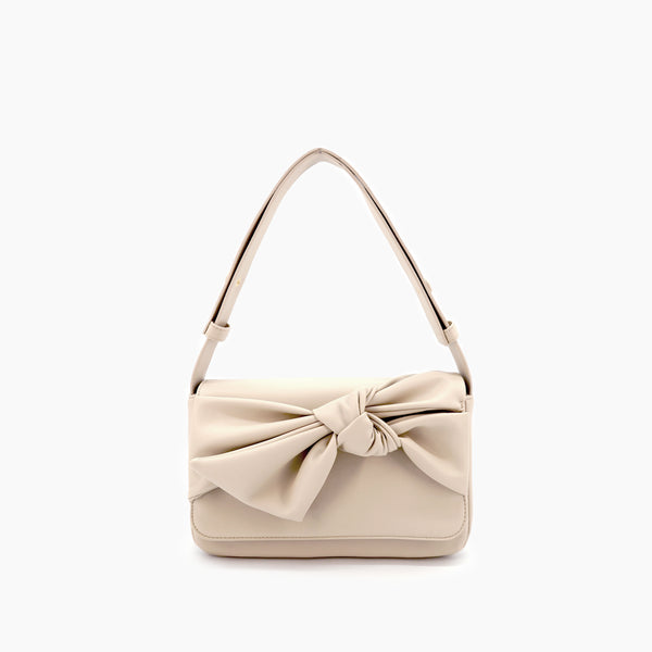 Elena Bow Shoulder Bag: Ivory
