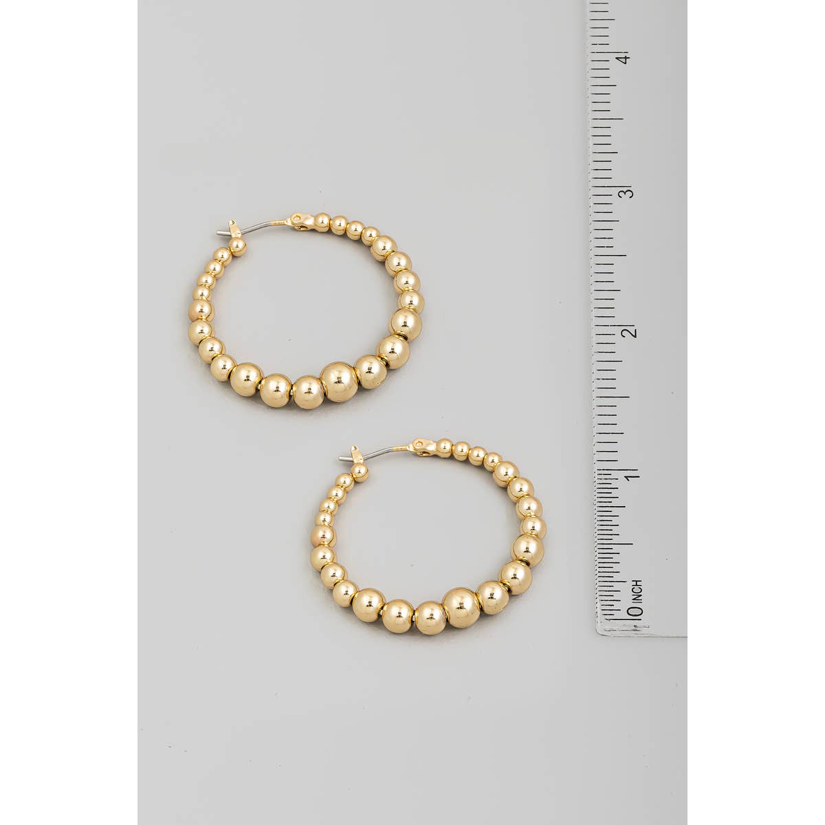 Metallic Ball Beaded Hoop Earrings: S