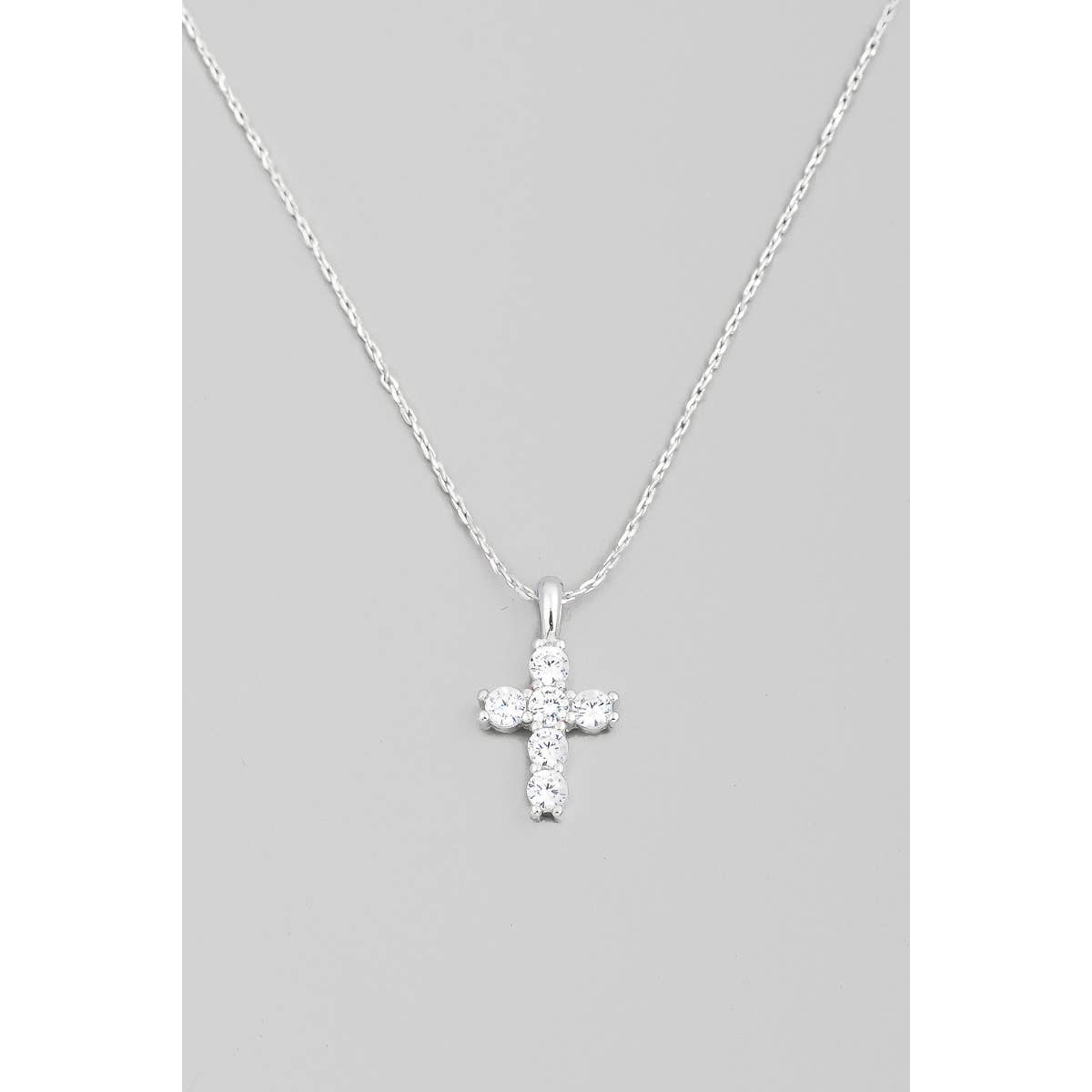 Gold Dipped Studded Cross Pendant Necklace: S