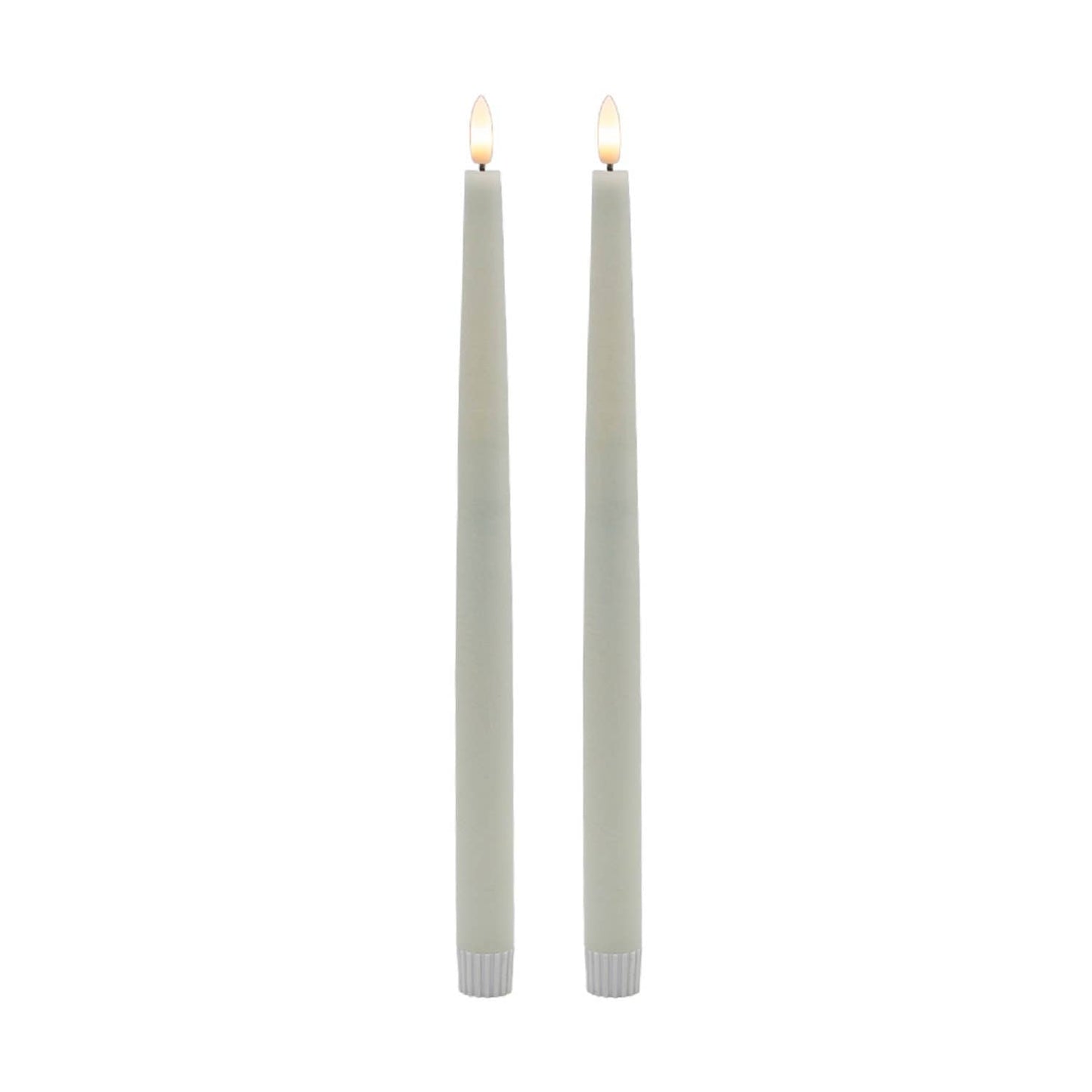 2 Piece Tall White Flameless Taper Candle