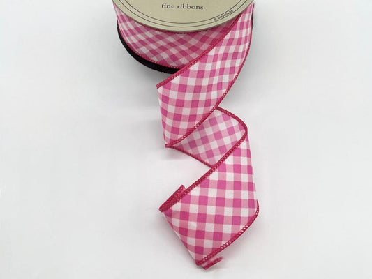 1.5" Poplin criss cross check, pink white