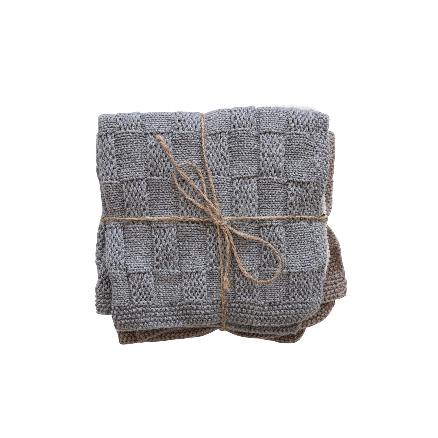 Cotton Dish Towels w/weave Pattern-set of 3