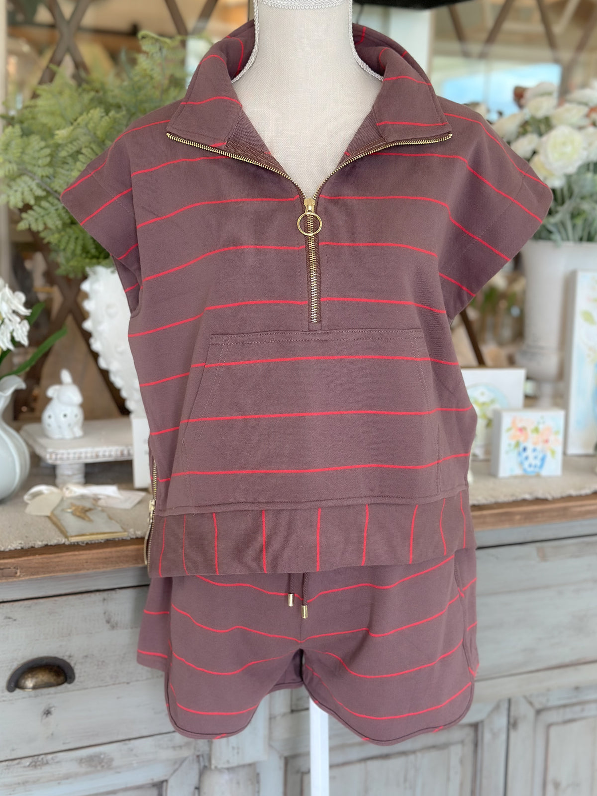 Mocha Stripe 2 piece set