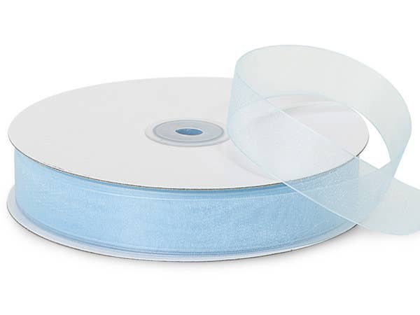 Sheer Organza Gift Packaging Ribbon: Light Blue, 1 Pack, 7/8"x100 yards
