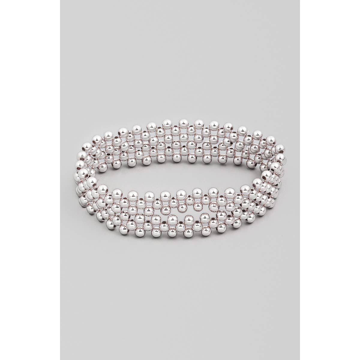Elastic Metallic Beaded Bracelet Set: G