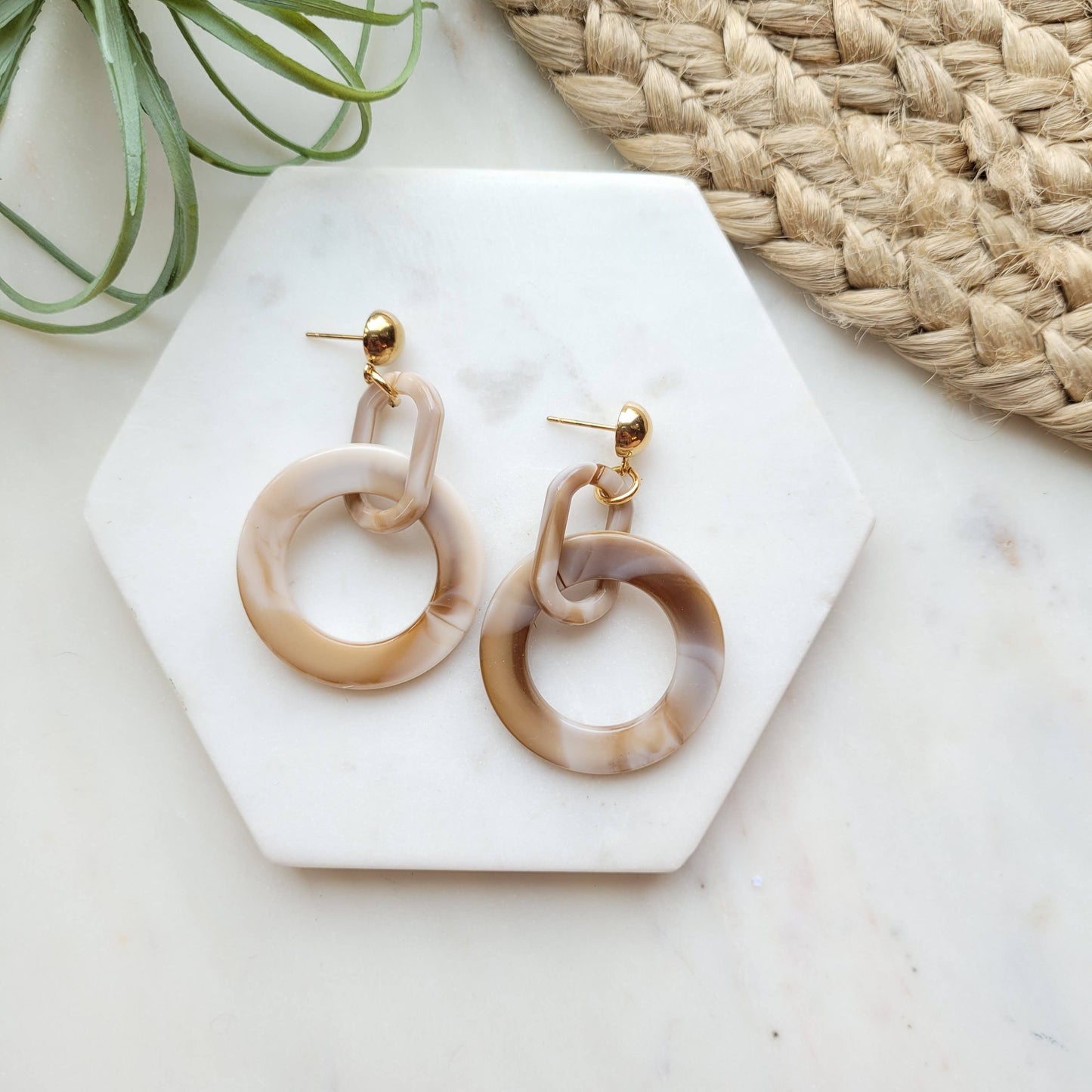 Cora / Resin Earrings with 18k Gold Plated Posts