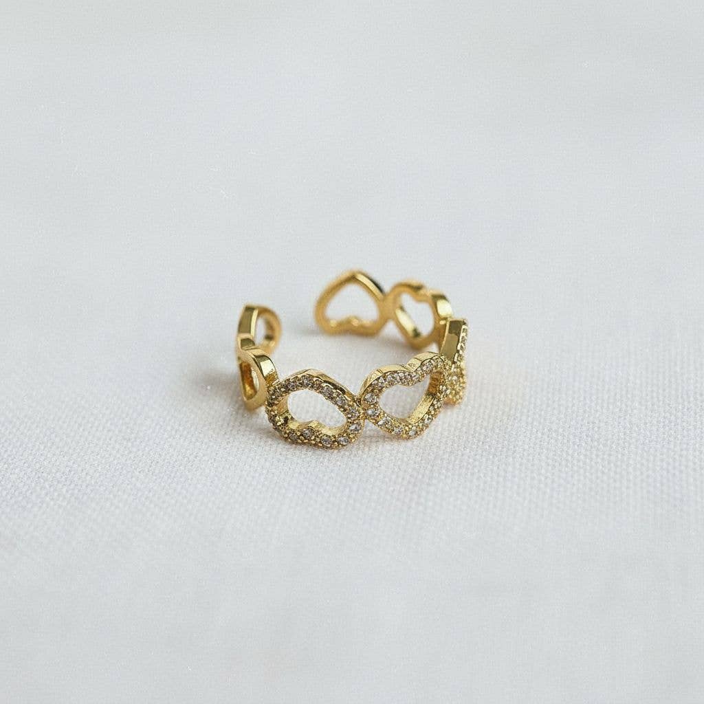 Heart-Shaped Adjustable Gemstone Ring