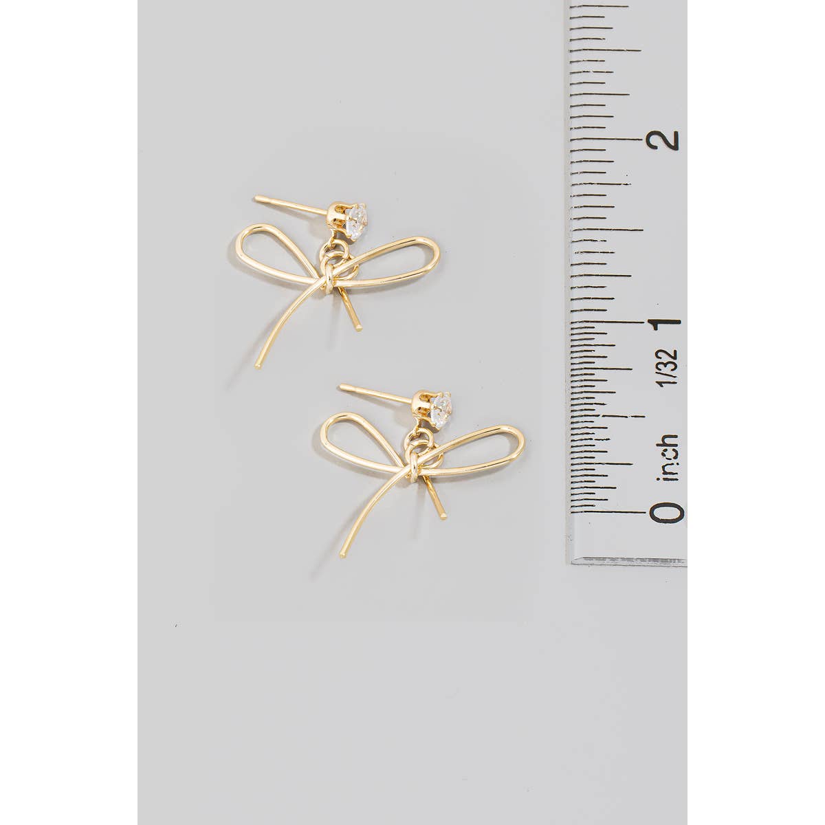 Thin Metallic Ribbon Bow Drop Earrings: G