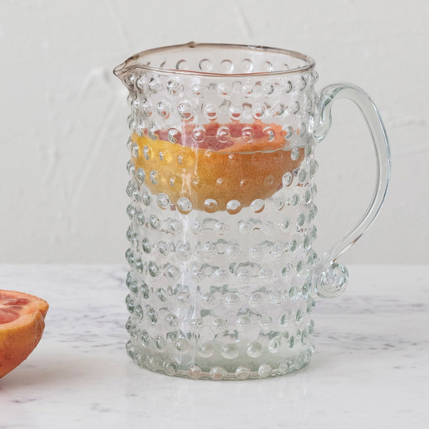 42 oz Hand Blown hobnail Glass Pitcher