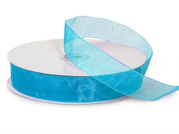 Sheer Organza Gift Packaging Ribbon: Denim Blue, 1 Pack, 7/8"x100 yards