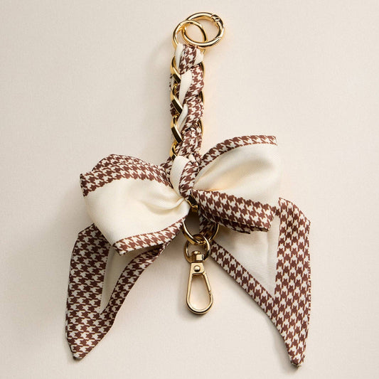 Scarf Bow Keychain with Gold Chain Link | Elegant Bag or Key Accessory: BR