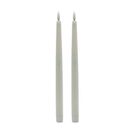 2 Piece Tall White Flameless Taper Candle