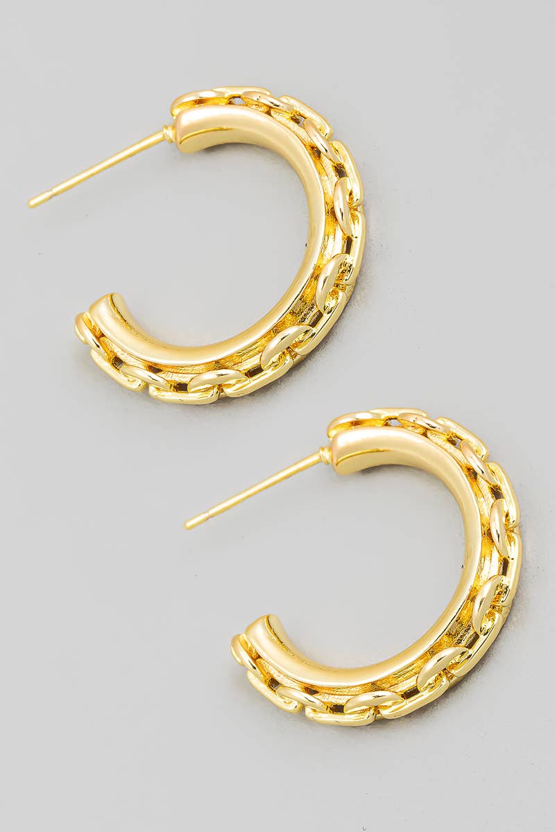 Metallic Chain Hoop Earrings: G