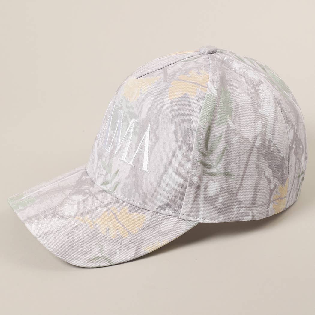 MAMA Letter Embroidery Nature Camo Trucker Hat: BEIGE CAMO, ONE SIZE