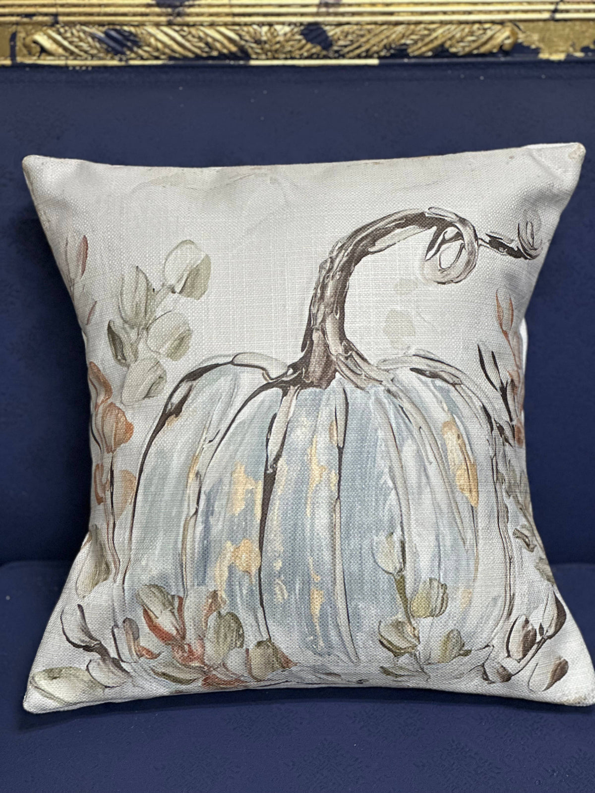 Blue Pumpkin Pillow: 18x18