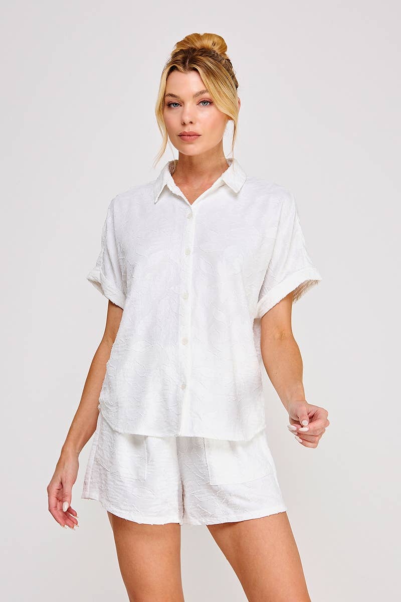 Breezy jacquard shirt: Sand, S