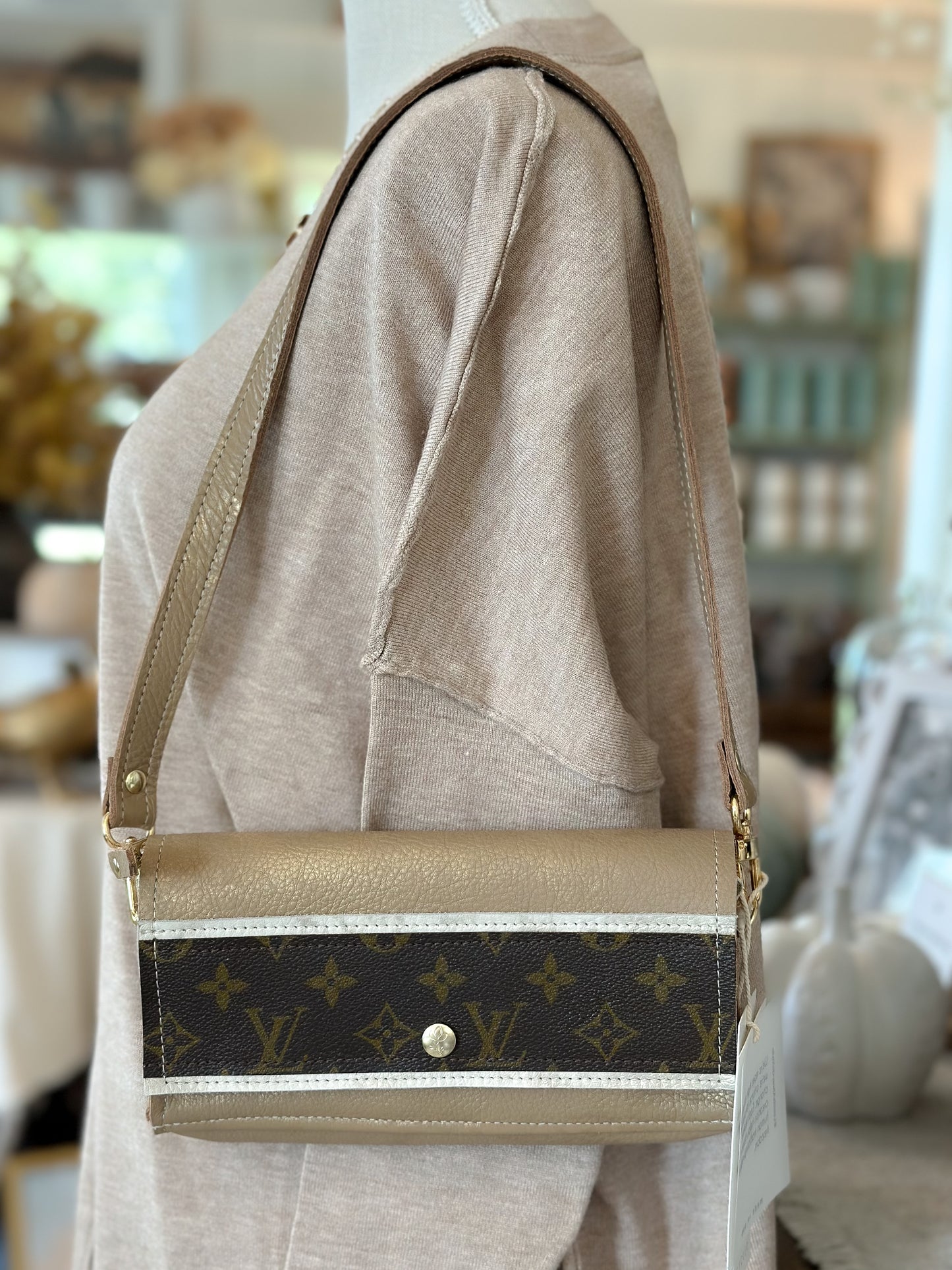 Madison Shoulder Bag In Bronze Leather | Upcycled LV