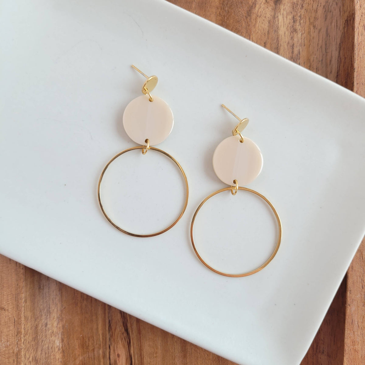 Sadie Earrings - Linen / 18k Gold Plated Lightweight Acrylic