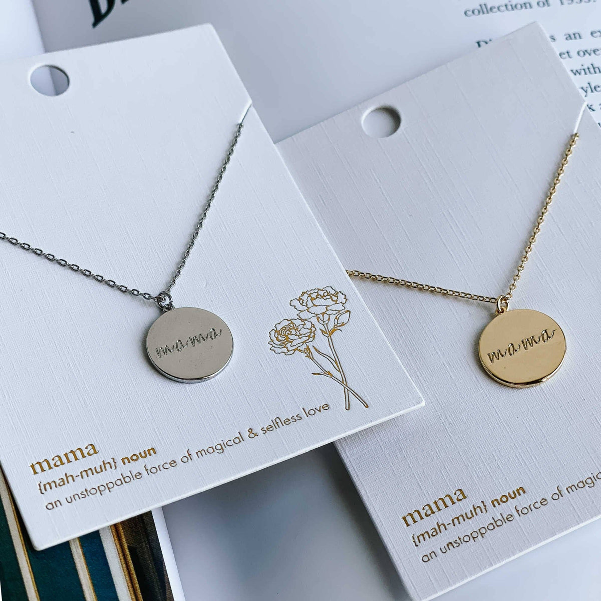 Mama Disc Pendant Necklace
