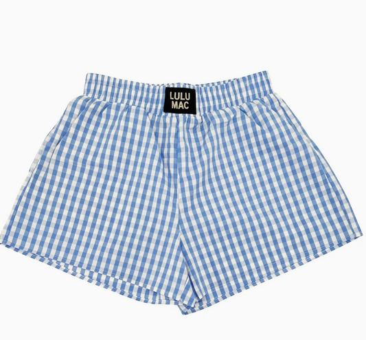 LULU MAC Lt. Blue Gingham Boxer Short