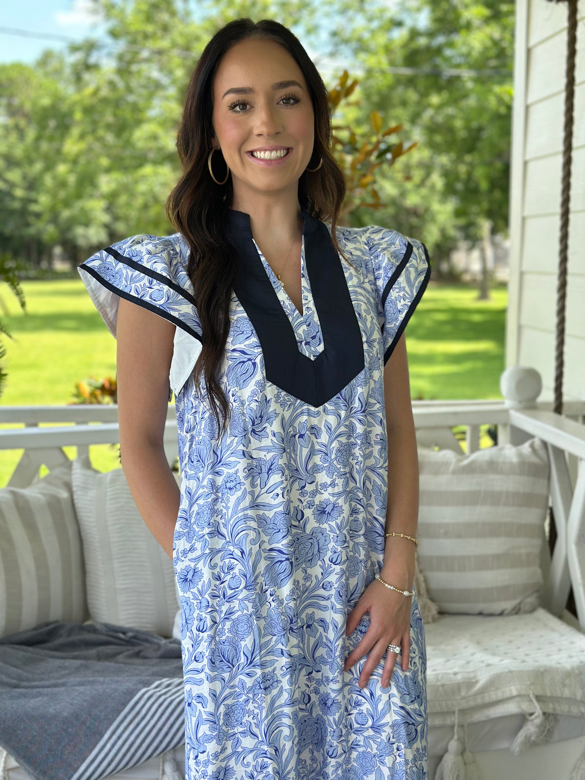 Blue Garden Border Tunic Dress