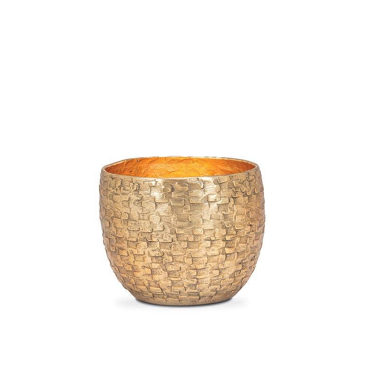 Small Round Hammered Votive-Antique Gold-2.75"H