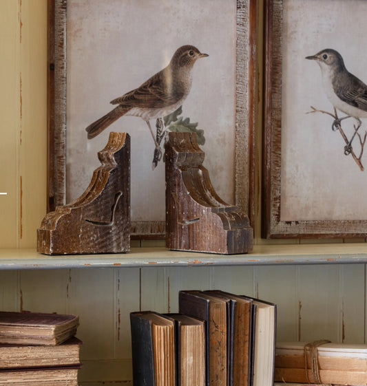 Wood Corbel Bookends-set/2