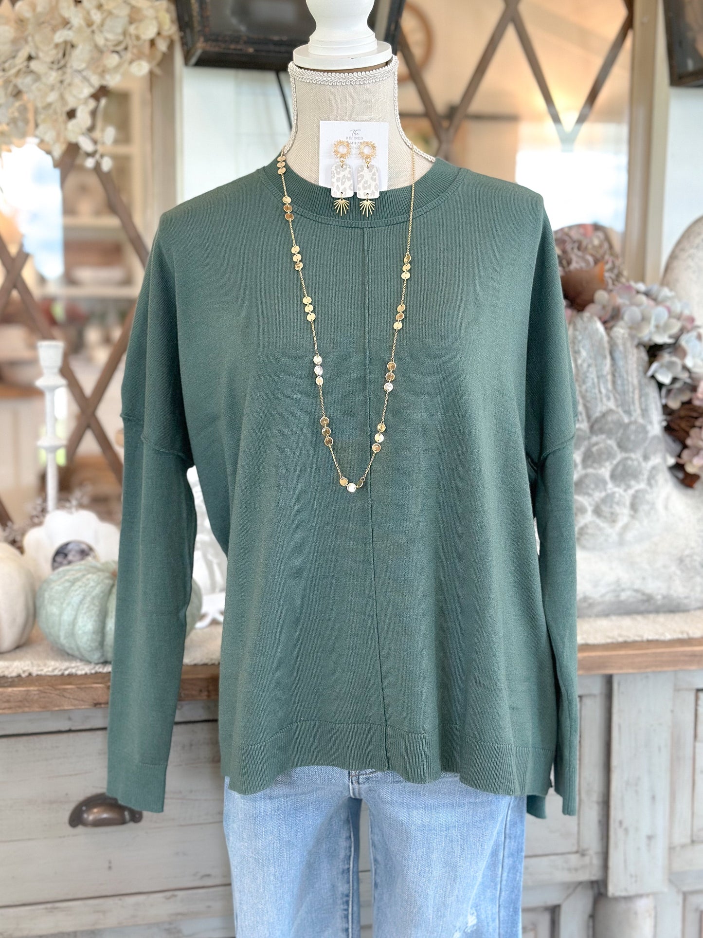 Juniper Green Round Neck Long Sleeve