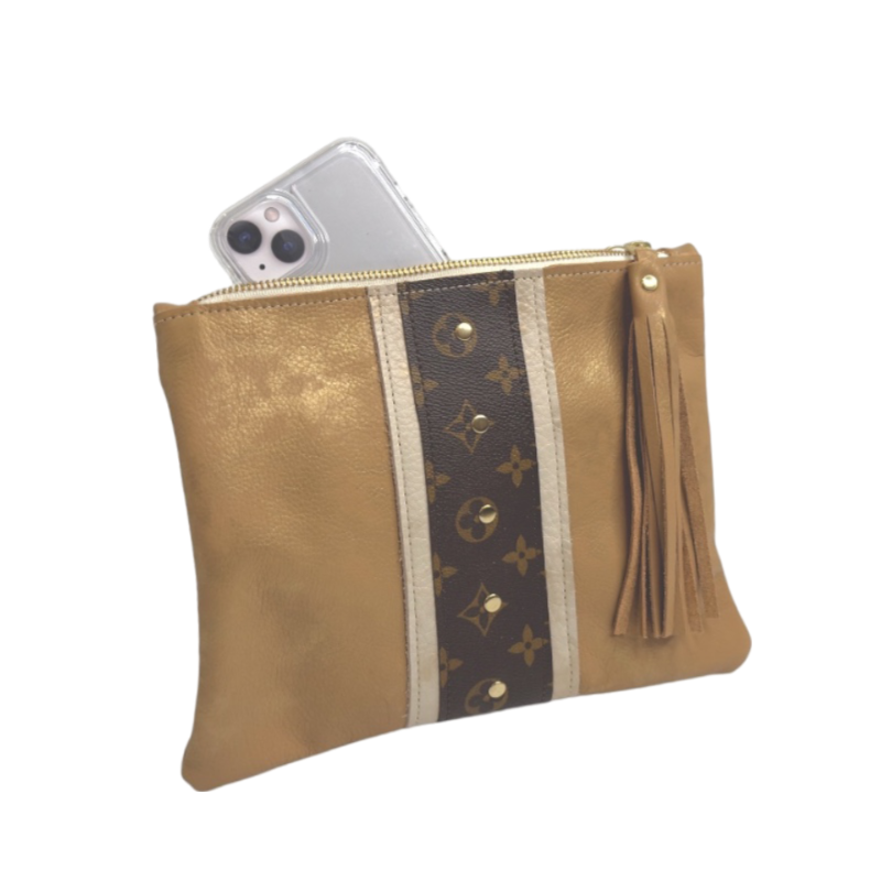 Caroline Crossbody In  Bronze Leather | Upcycled LV