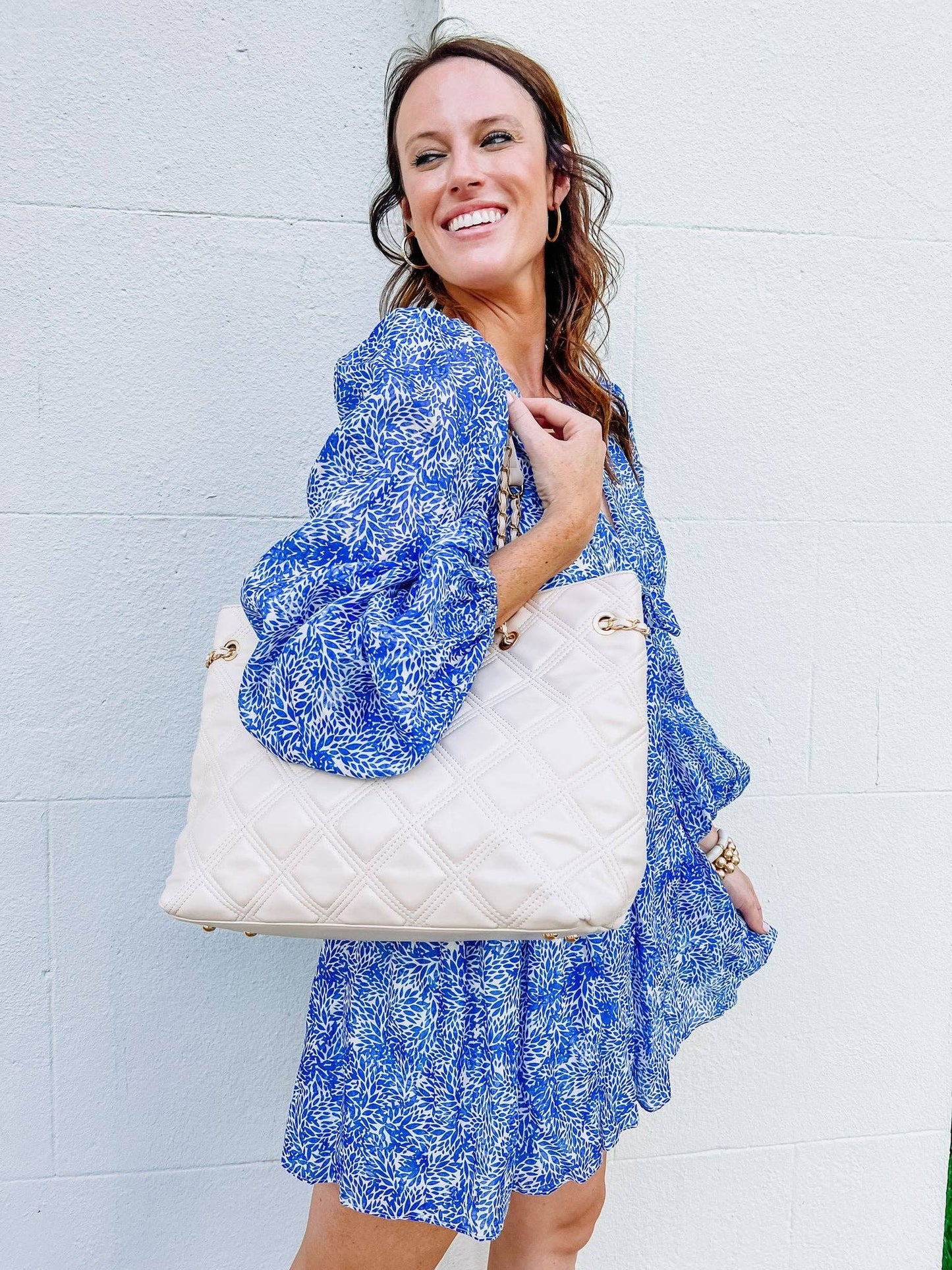 Delilah Quited Tote CREAM