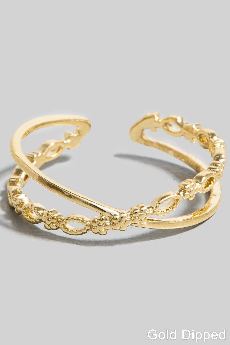 Gold Dipped Cz Layered Open Band Ring - 5.5