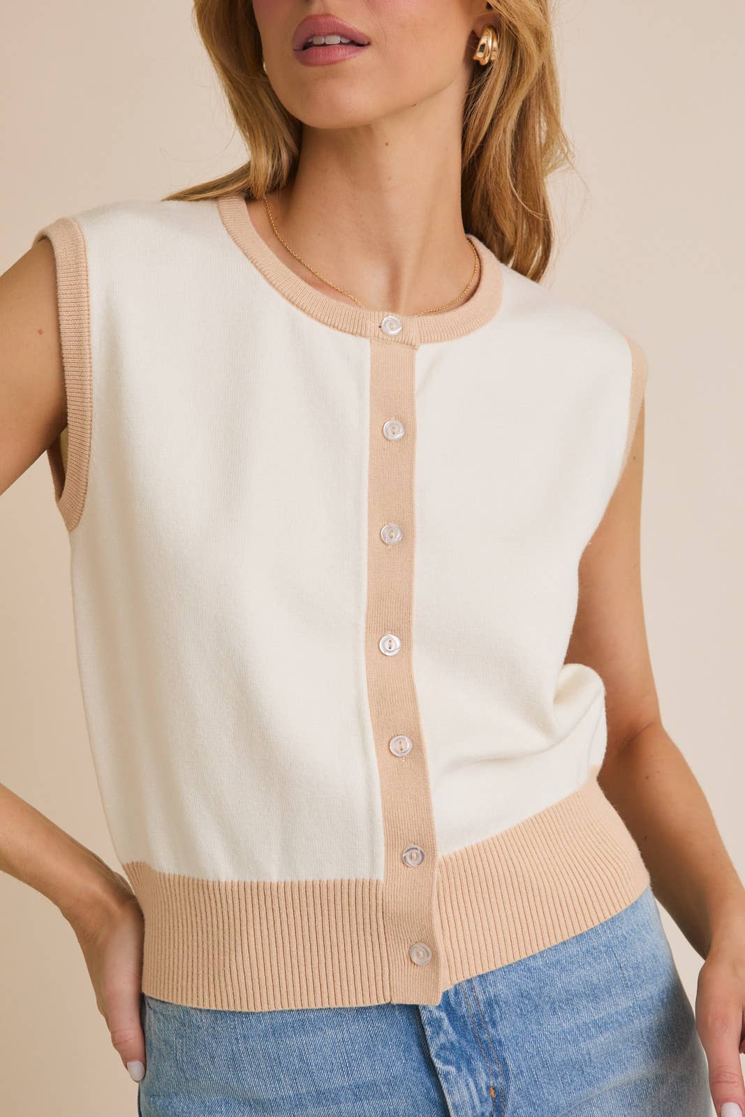 Sweet & Simple Contrast Knit Tank