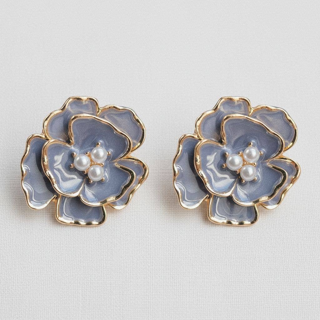 Floral Enamel Drop Earrings with Vintage Charm