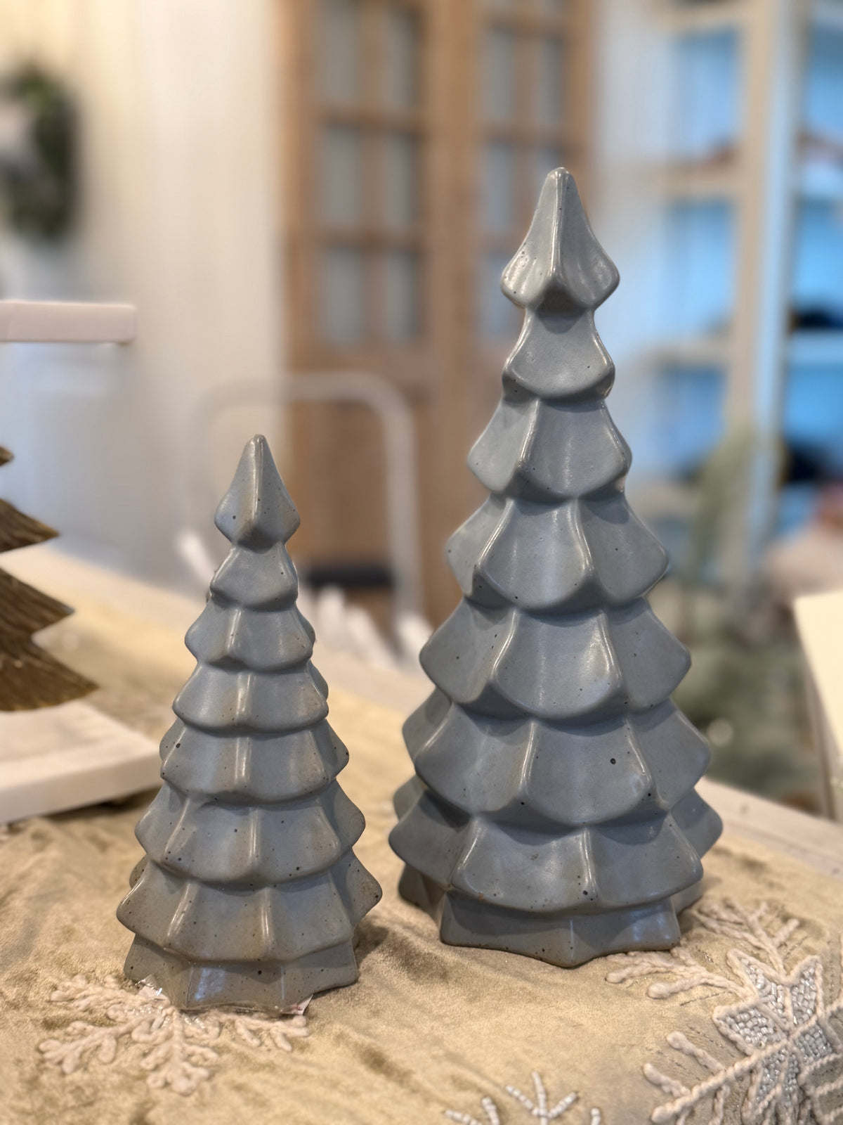 SET OF 4- Grey Stoneware Trees