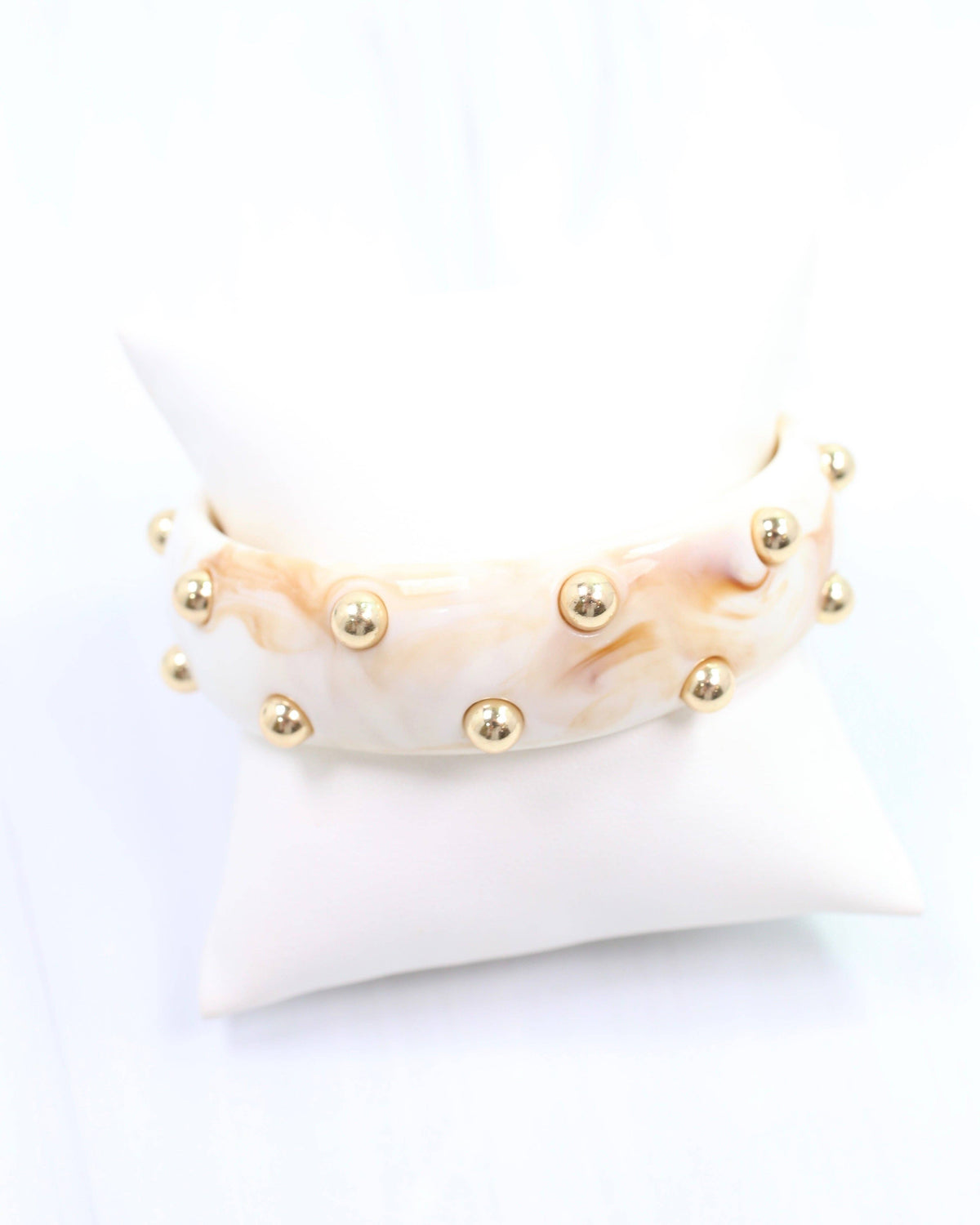 Amira Studded Bangle Bracelet Natural