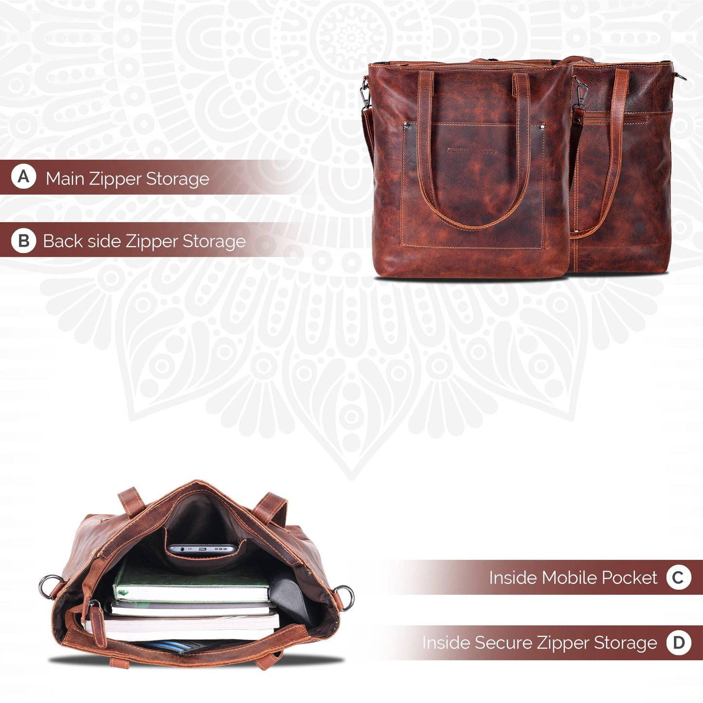 Classic Leather Tote Bag Bunbury Camal