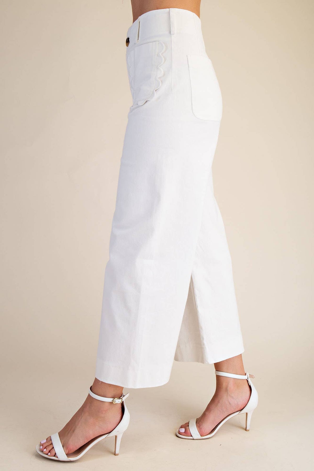 Colette Wide-Leg Scallop Pocket Pants