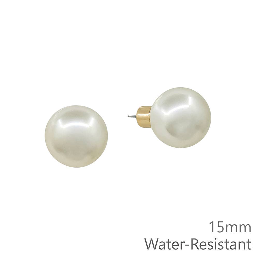 Water Resistant 14MM Pearl Stud Earring