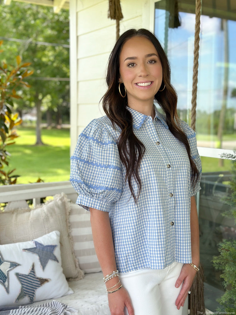 Meadow Swirl Gingham Blouse