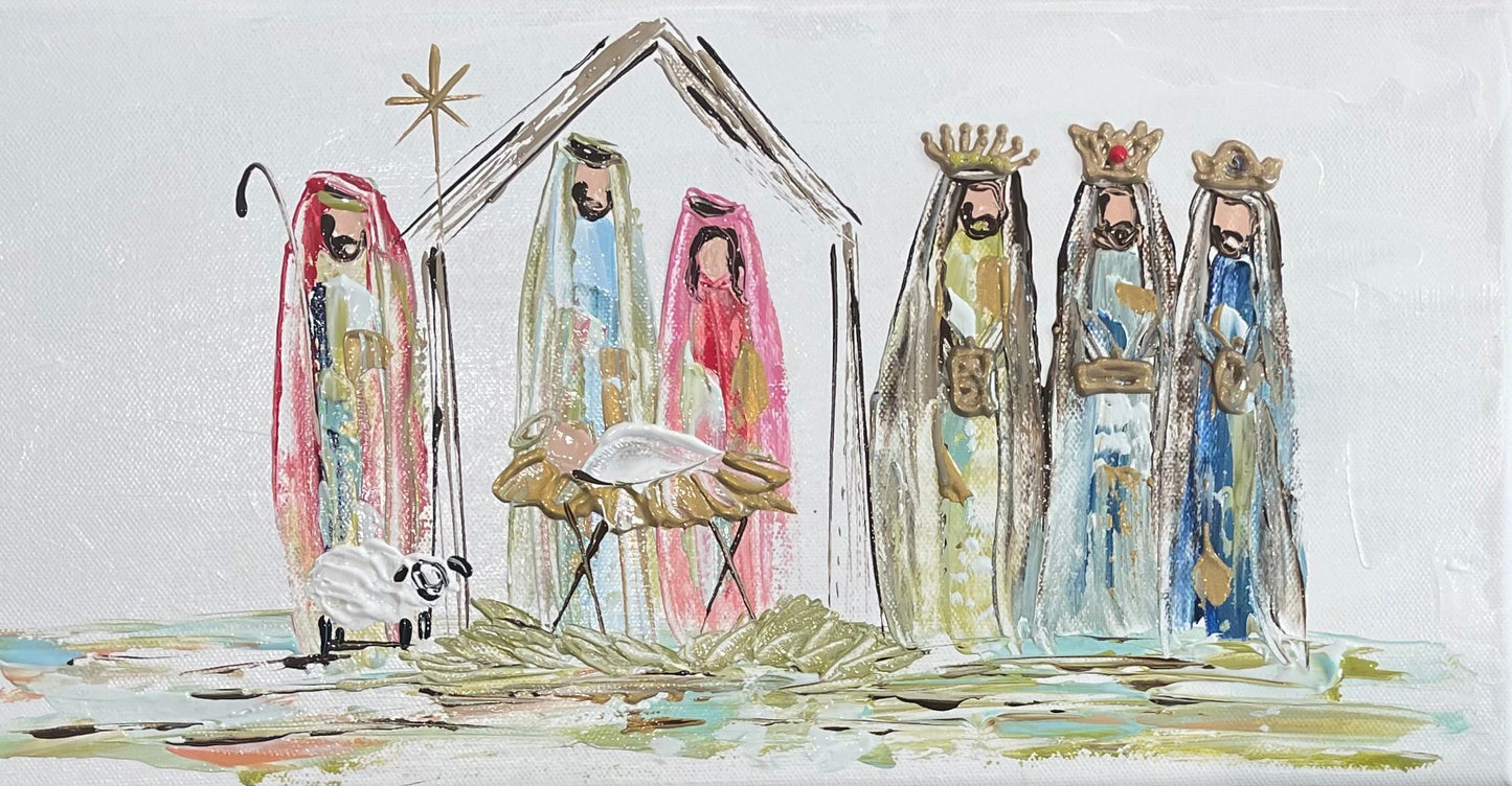 Colorful Nativity Lumbar Pillow