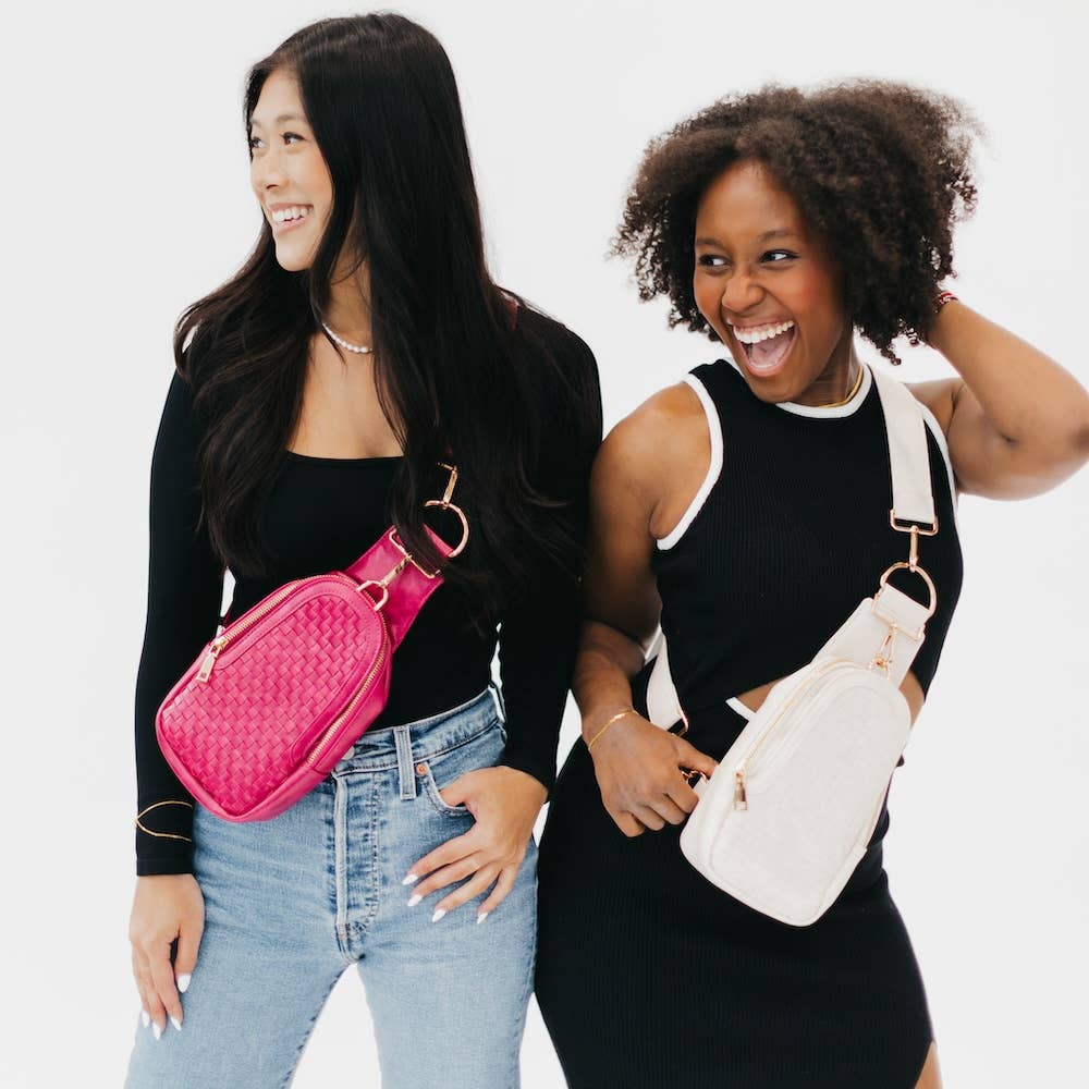 Waverly Woven Sling Bag (Free Strap Extender!): Cream