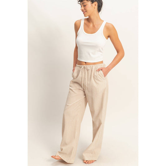 Easy Days Wide Leg Pants – Taupe Stripe