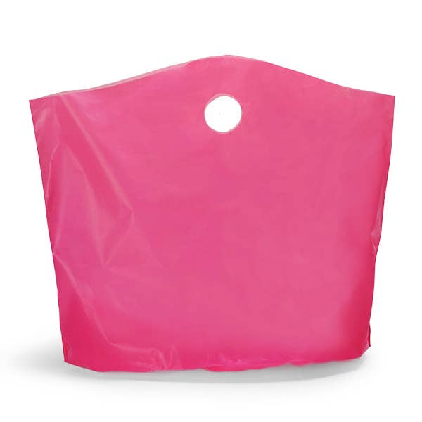 Wave Top Plastic Retail Merchandise Bags: Clear Frosted, Medium 18x15x6"