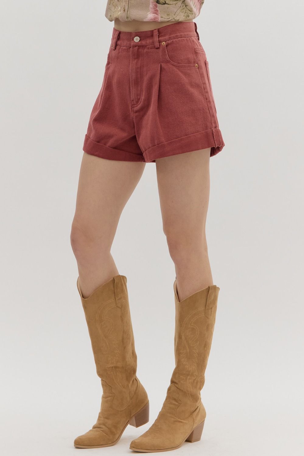 Garnet Cuffed Denim Shorts