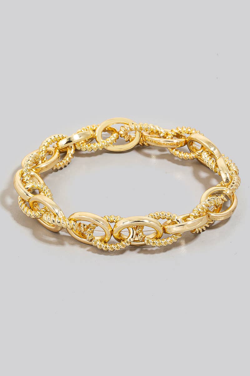 Mixed Metallic Oval Chain Bracelet: GD